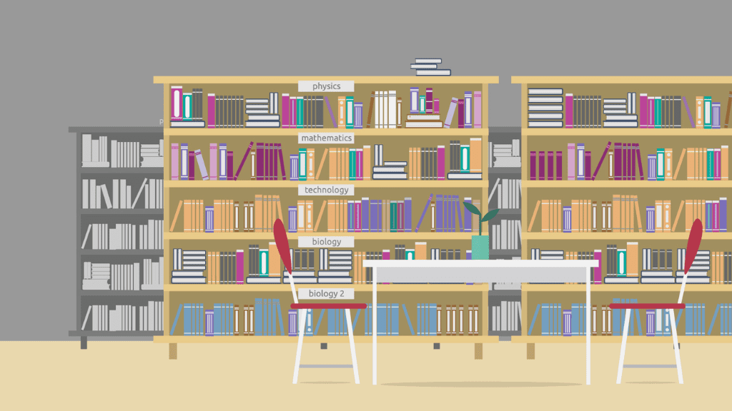 Ilustração de uma biblioteca