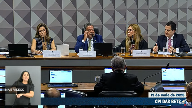 A influenciadora Virgínia Fonseca, uma das maiores do país, foi uma das convocadas para prestar esclarecimentos na CPI das bets. Foto: Reprodução/TV Senado